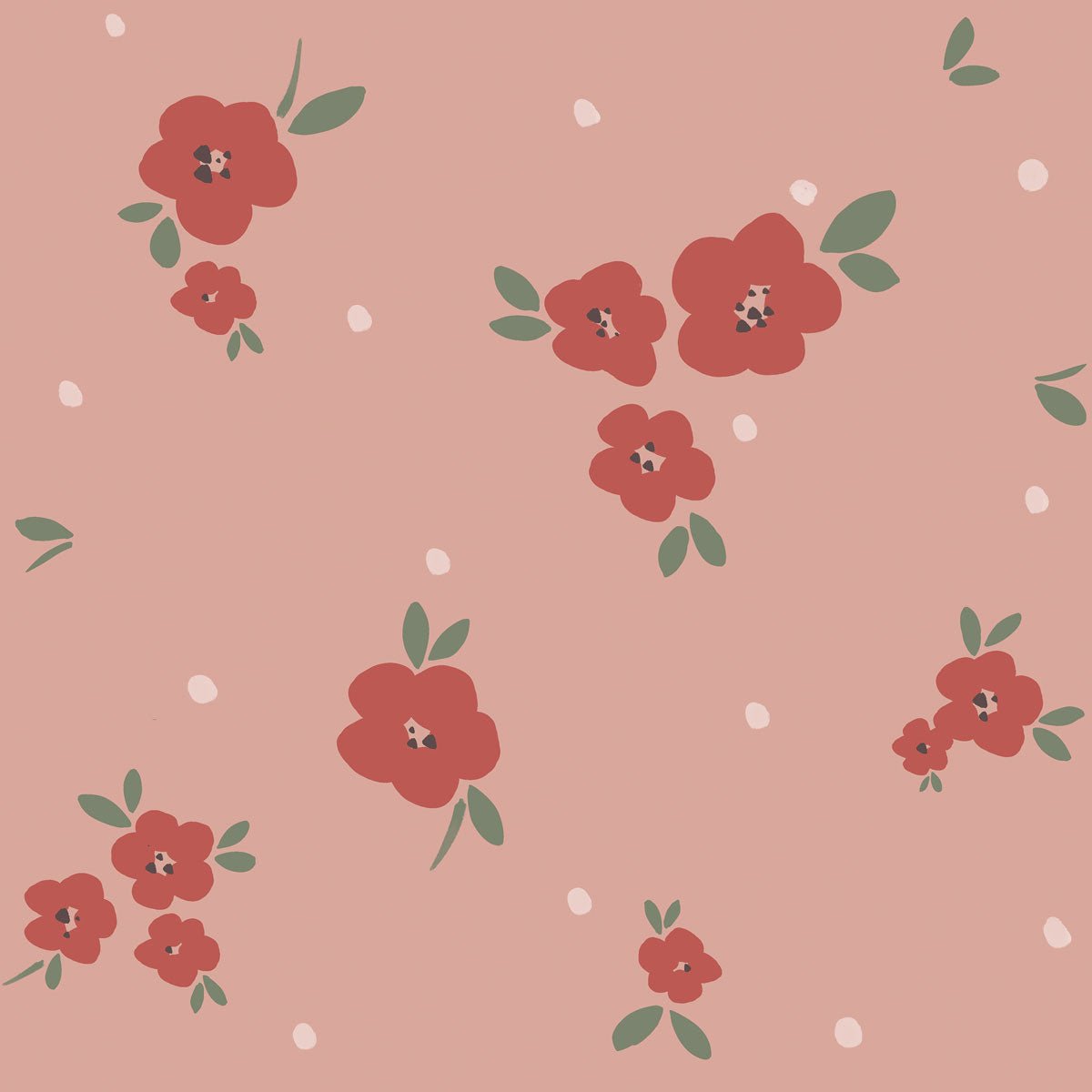 DEKORNIK - Papier Peint Pour Enfants Floral Draw Rose Rouge
