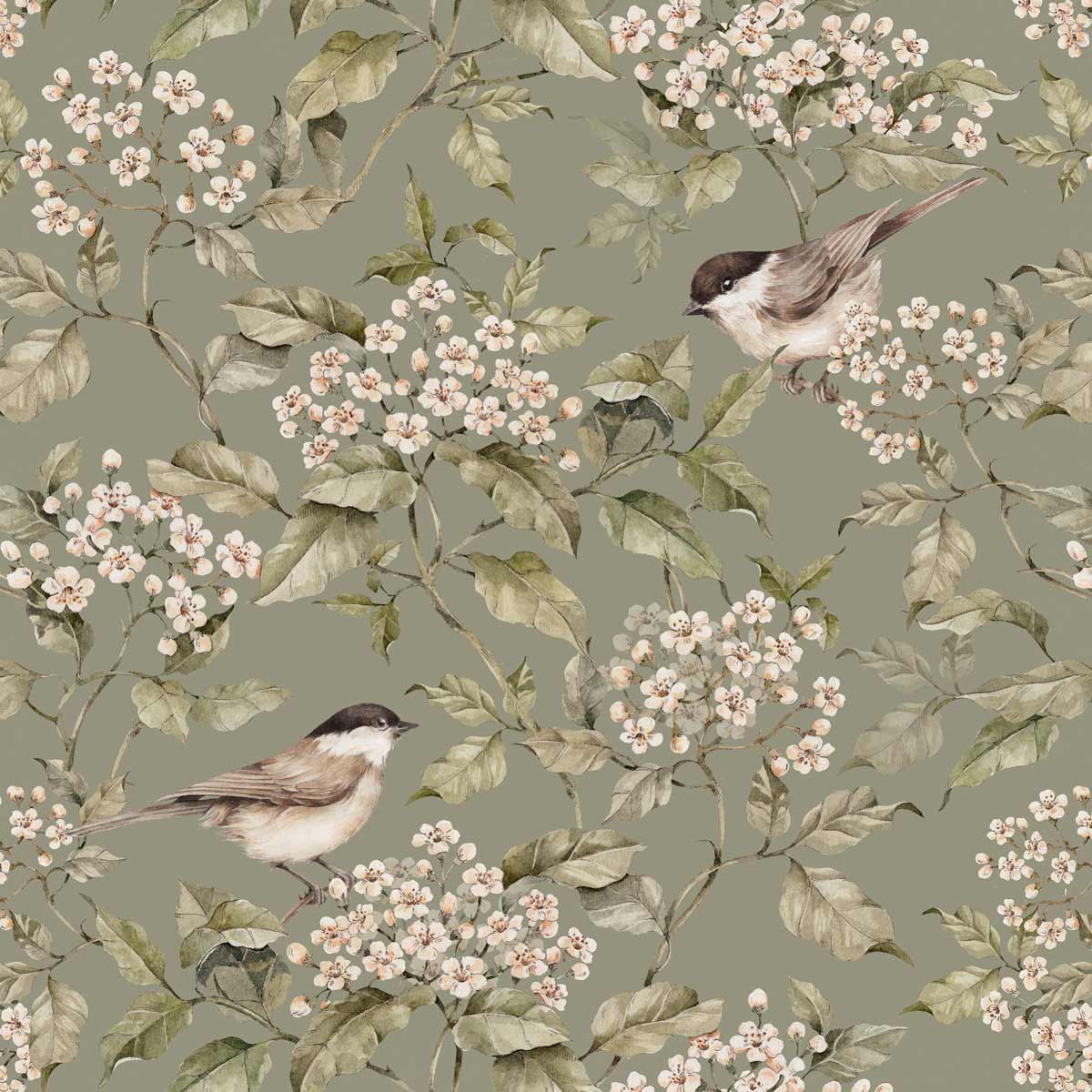 DEKORNIK - Papier Peint Pour Enfants Oiseaux Et Printemps Vert