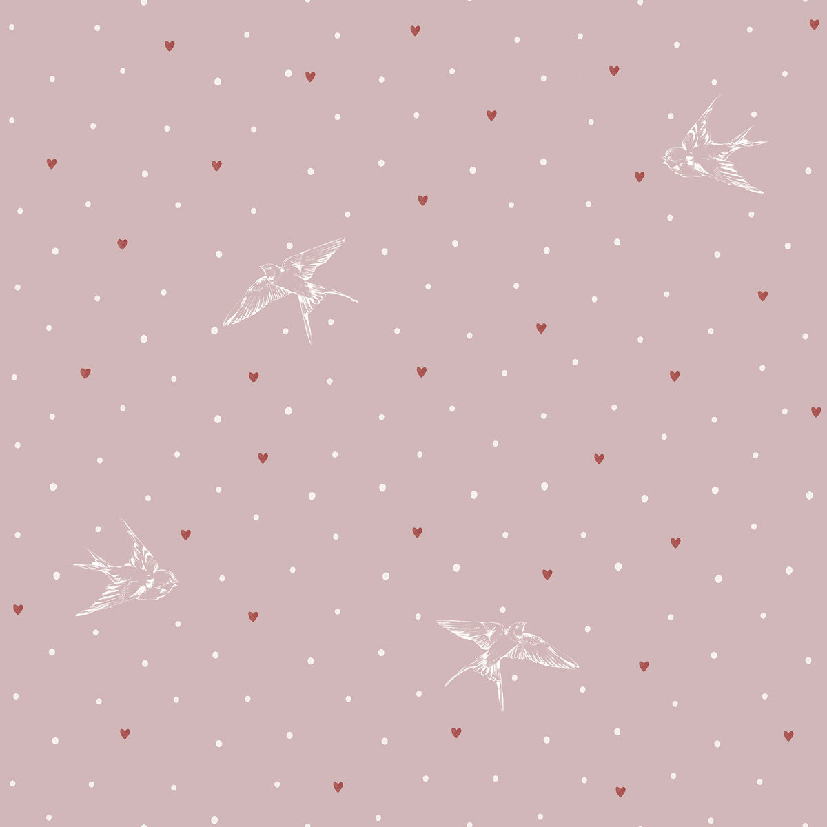 DEKORNIK - Papier Peint Pour Enfants Rose Hirondelles