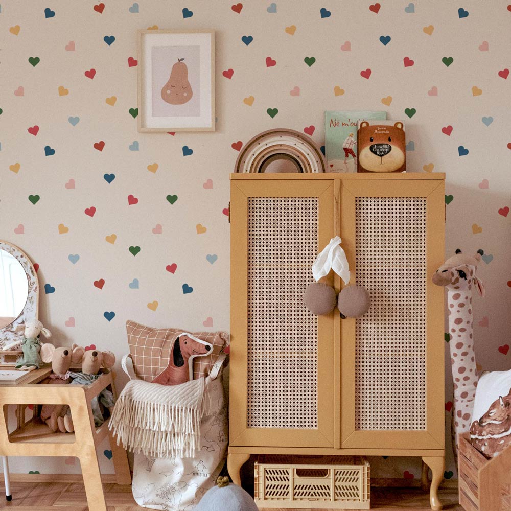 DEKORNIK - Papier Peint Pour Enfants Toutes Les Couleurs Cœurs