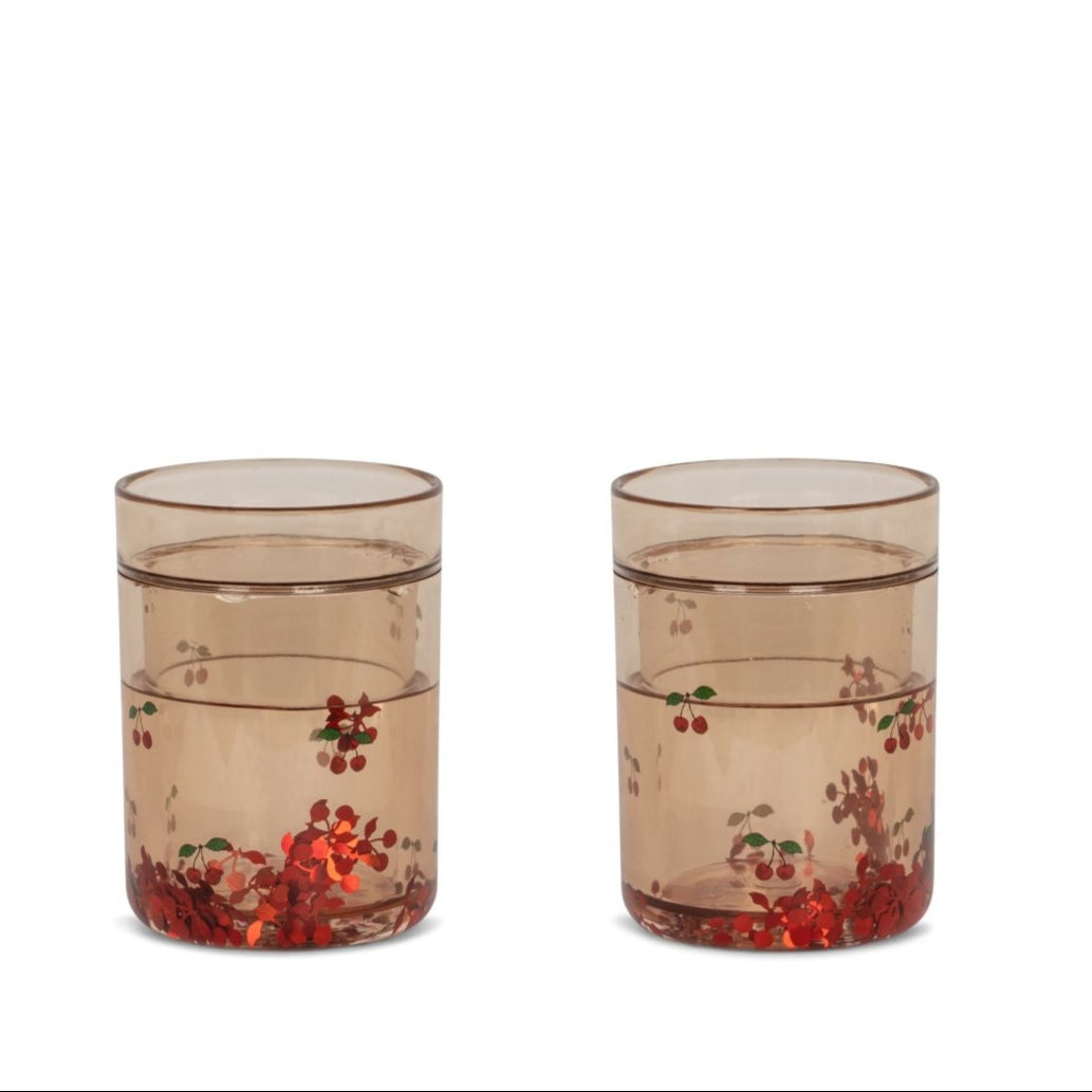 KONGES SLØJD - Paquet De 2 Gobelets À Paillettes - Cerise