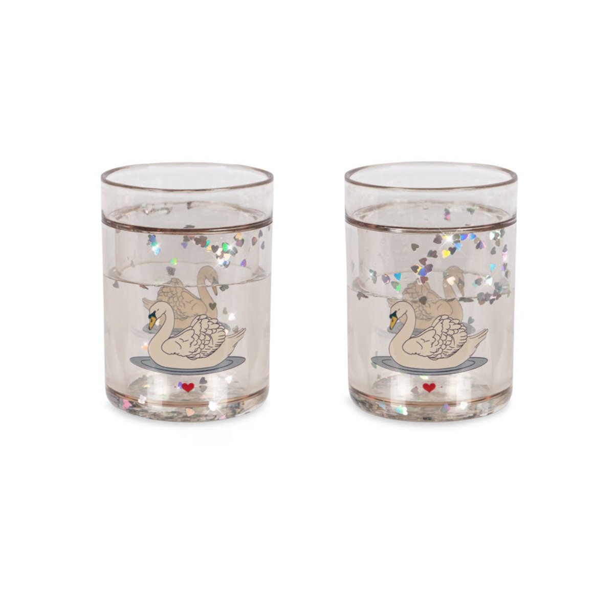 KONGES SLØJD - Paquet De 2 Gobelets À Paillettes - Cygne Blanc Cassé