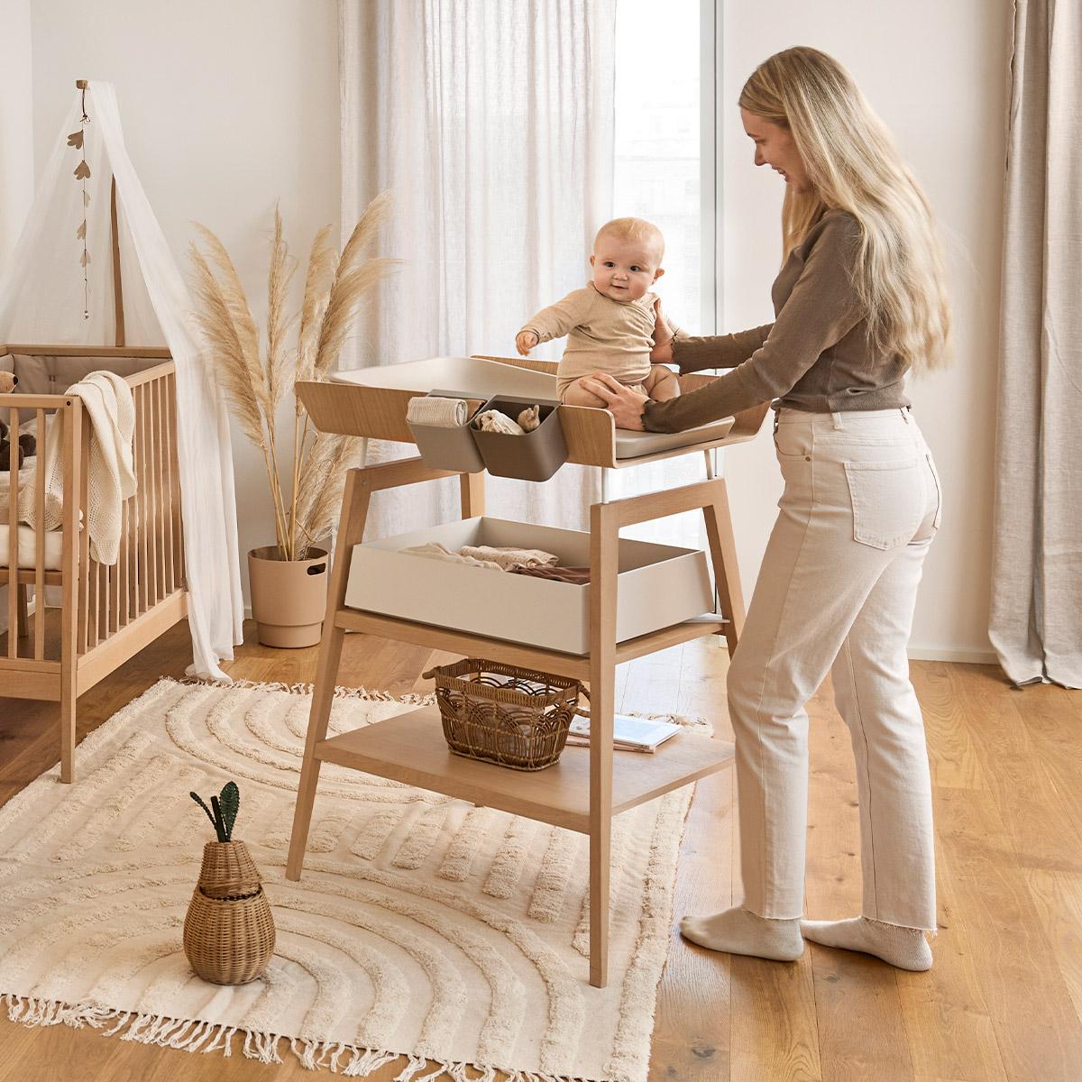 LEANDER - Table À Langer Linea Avec Matelas, Chêne