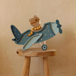 LITTLE LIGHTS-Veilleuse Little Lights - Avion avec Ours Pilote | Denim