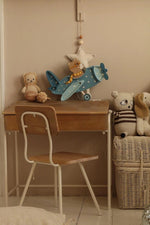 LITTLE LIGHTS-Veilleuse Little Lights - Avion avec Ours Pilote | Denim