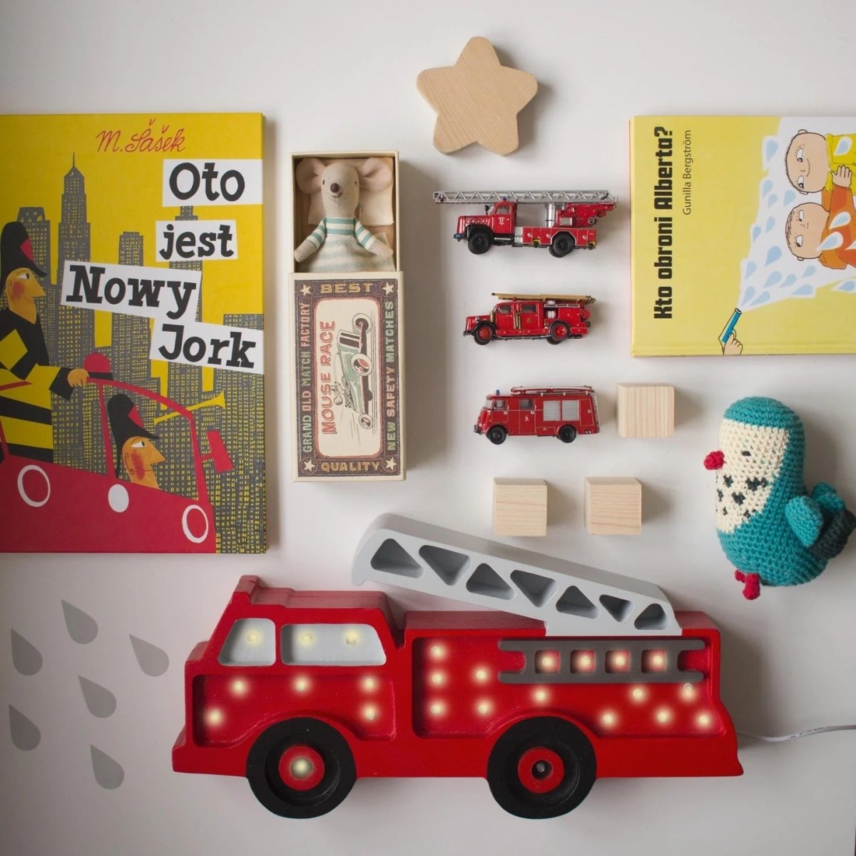 LITTLE LIGHTS-Veilleuse Little Lights - Camion de Pompiers | Rouge