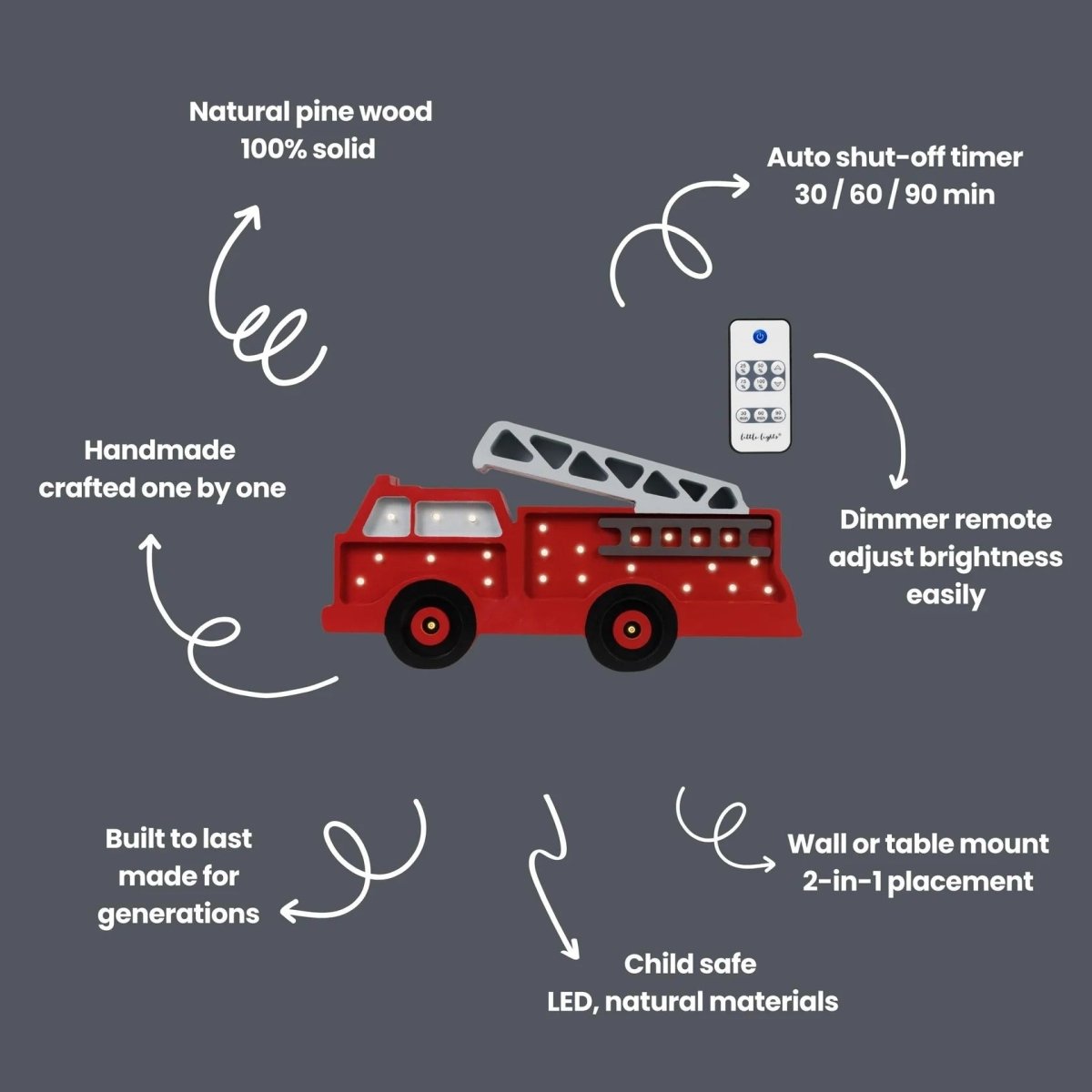 LITTLE LIGHTS-Veilleuse Little Lights - Camion de Pompiers | Rouge