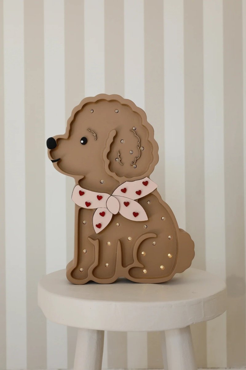 LITTLE LIGHTS-Veilleuse Little Lights - Caniche Lotta | Cœurs Rouges sur Rose