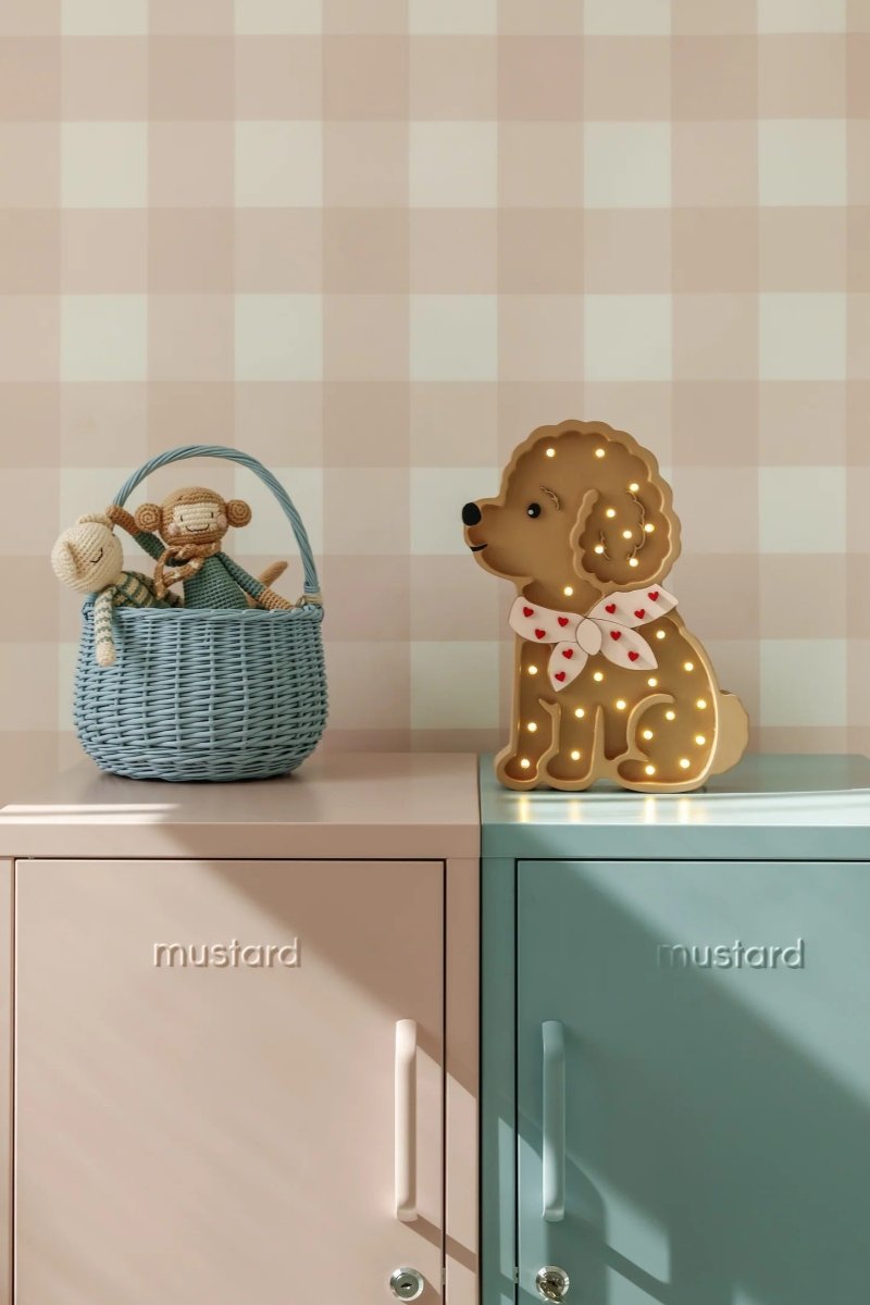 LITTLE LIGHTS-Veilleuse Little Lights - Caniche Lotta | Cœurs Rouges sur Rose
