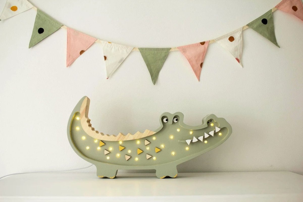 LITTLE LIGHTS-Veilleuse Little Lights - Crocodile | Kaki Pastel