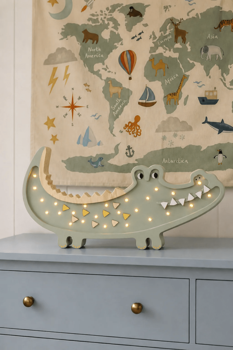 LITTLE LIGHTS-Veilleuse Little Lights - Crocodile | Kaki Pastel