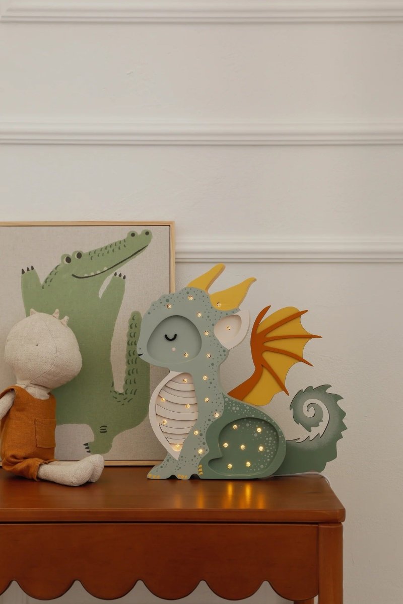 LITTLE LIGHTS-Veilleuse Little Lights - Dragon | Vert Chasseur