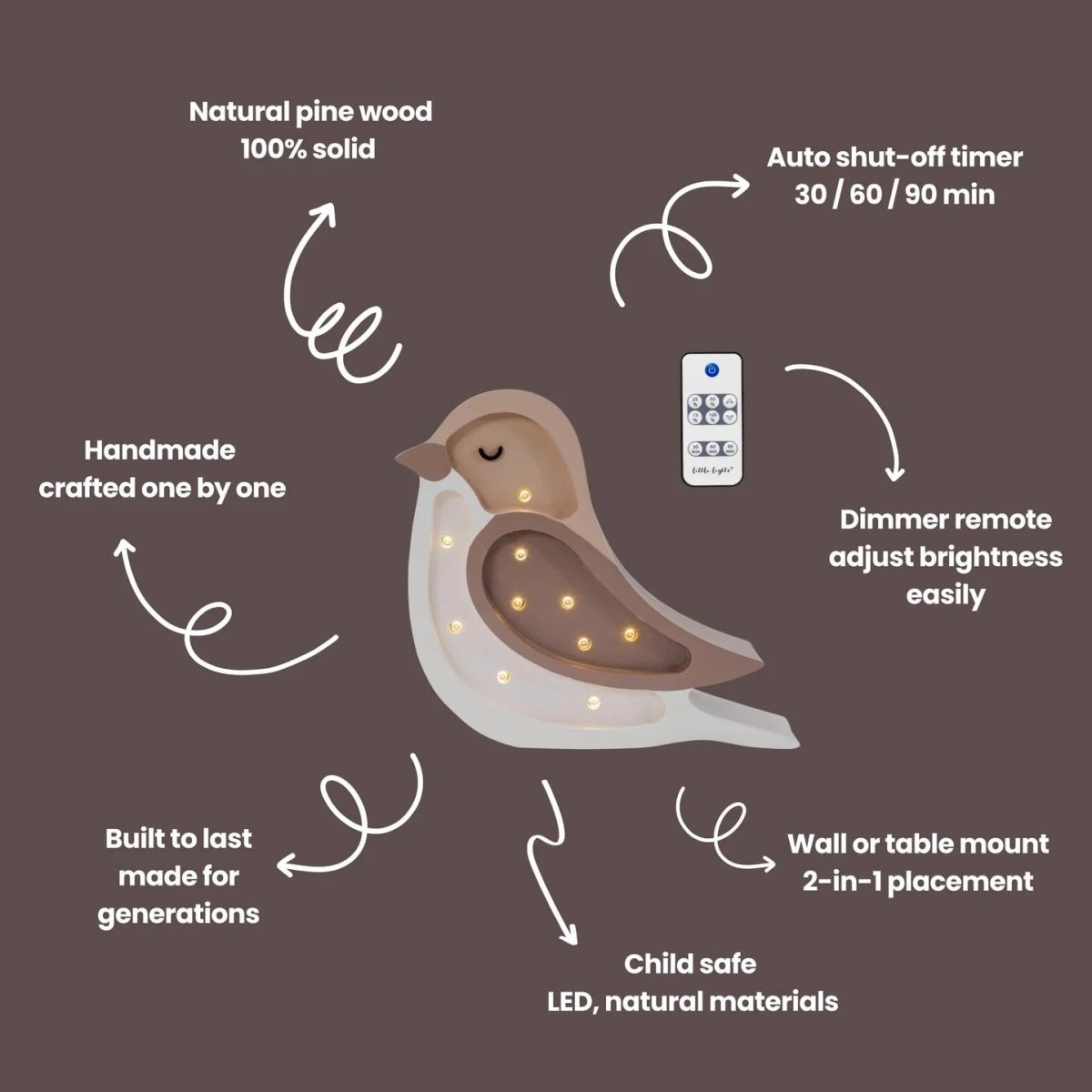 LITTLE LIGHTS-Veilleuse Mini Little Lights - Oiseau | Beige Café