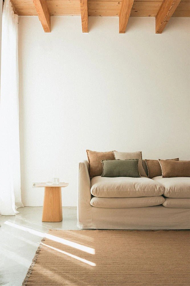 LORENA CANALS - Coussin Carré Tissé Main Ocre
