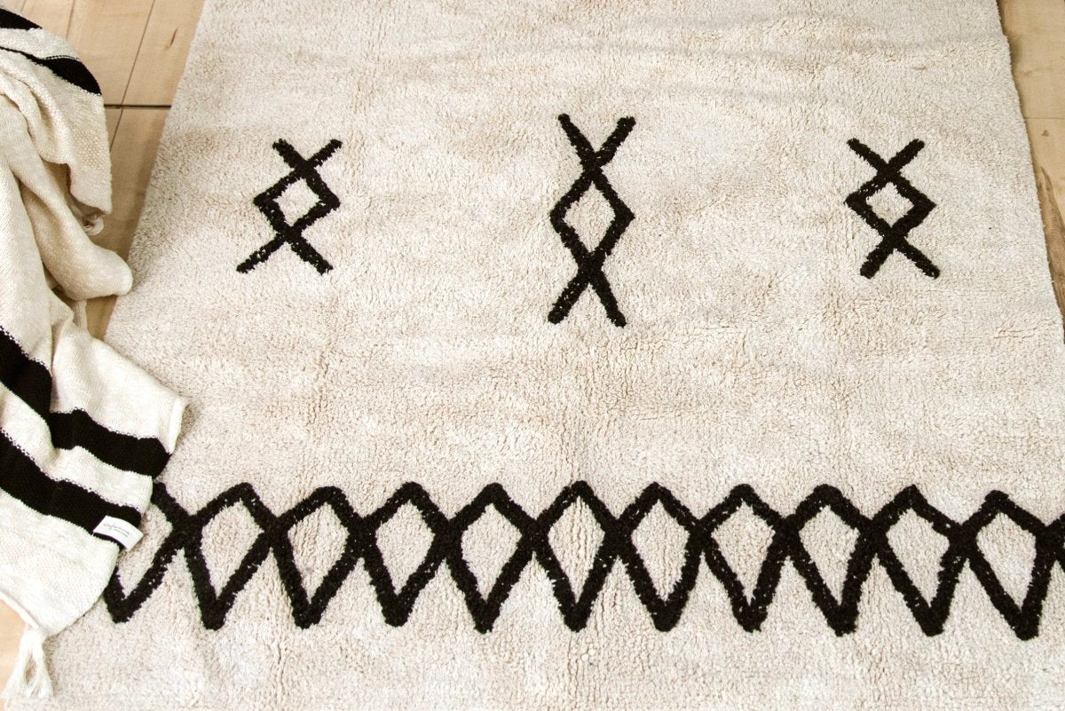 LORENA CANALS - Tapis Lavable Atlas Natural - Noir 120 X 160 cm