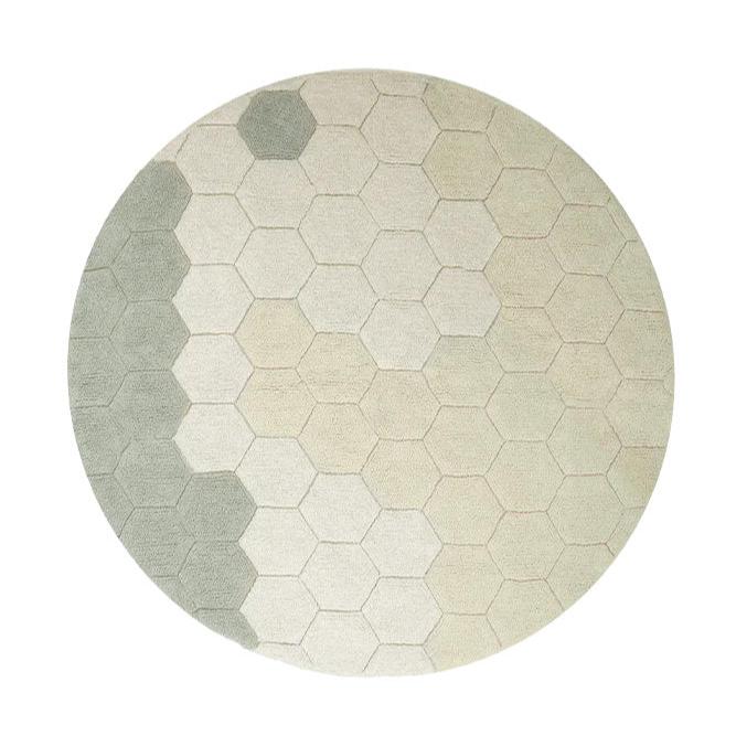 LORENA CANALS - Tapis Lavable Rond Nid D'abeille Bleu Sauge