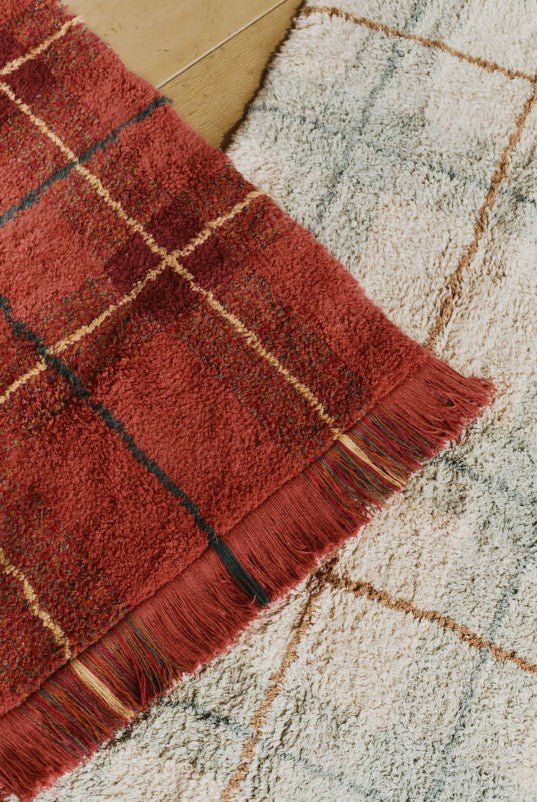 LORENA CANALS - Tapis Lavable Tartan - Bleu Sauge 140 Cm X 190 Cm