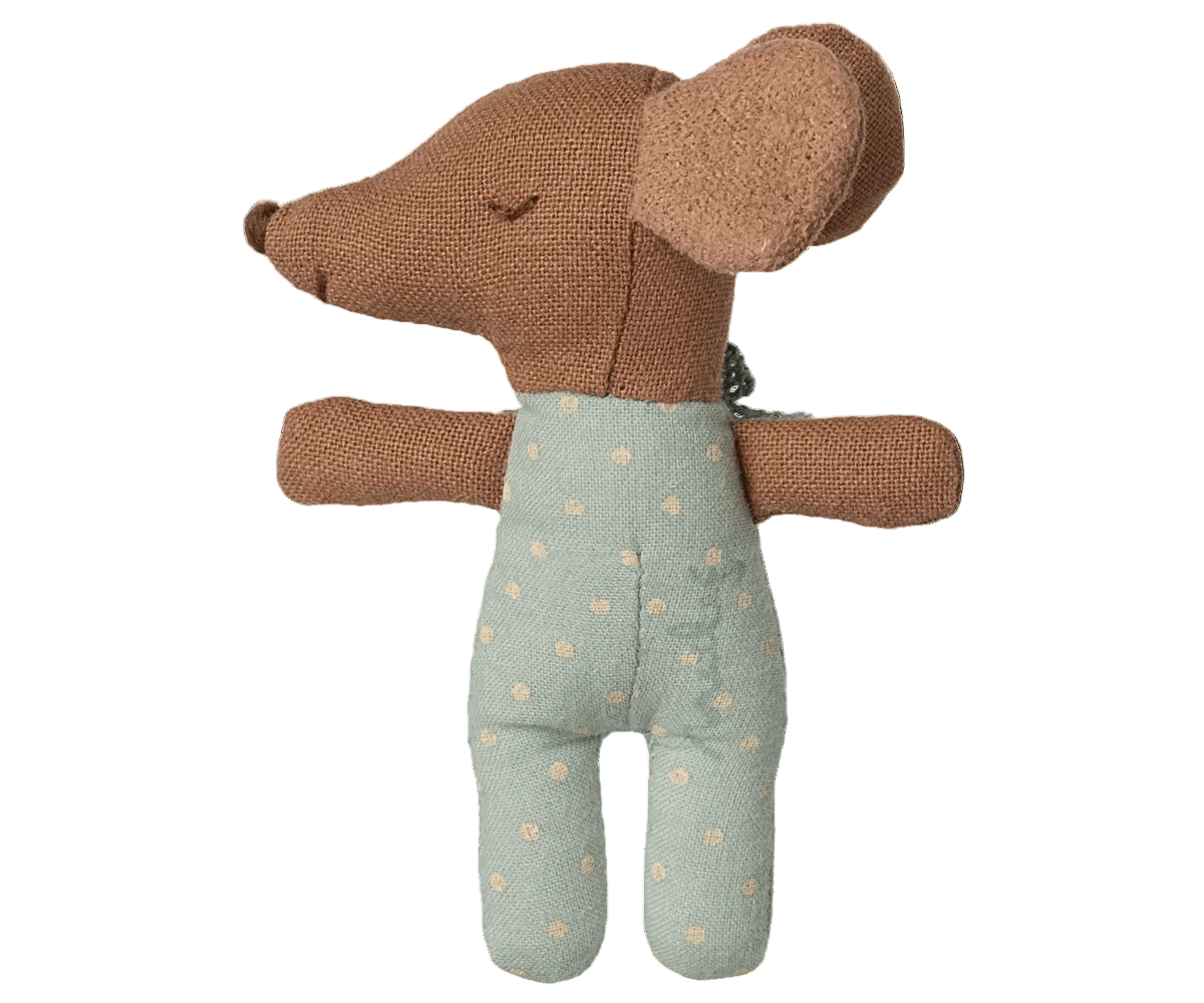 MAILEG - Souris Bébé "Sleepy Wakey" Dans Sa Boîte - Bleu