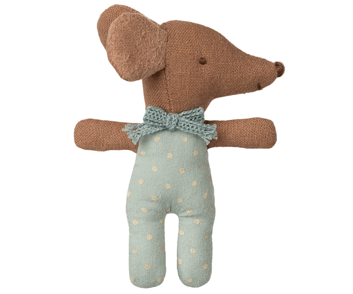 MAILEG - Souris Bébé "Sleepy Wakey" Dans Sa Boîte - Bleu