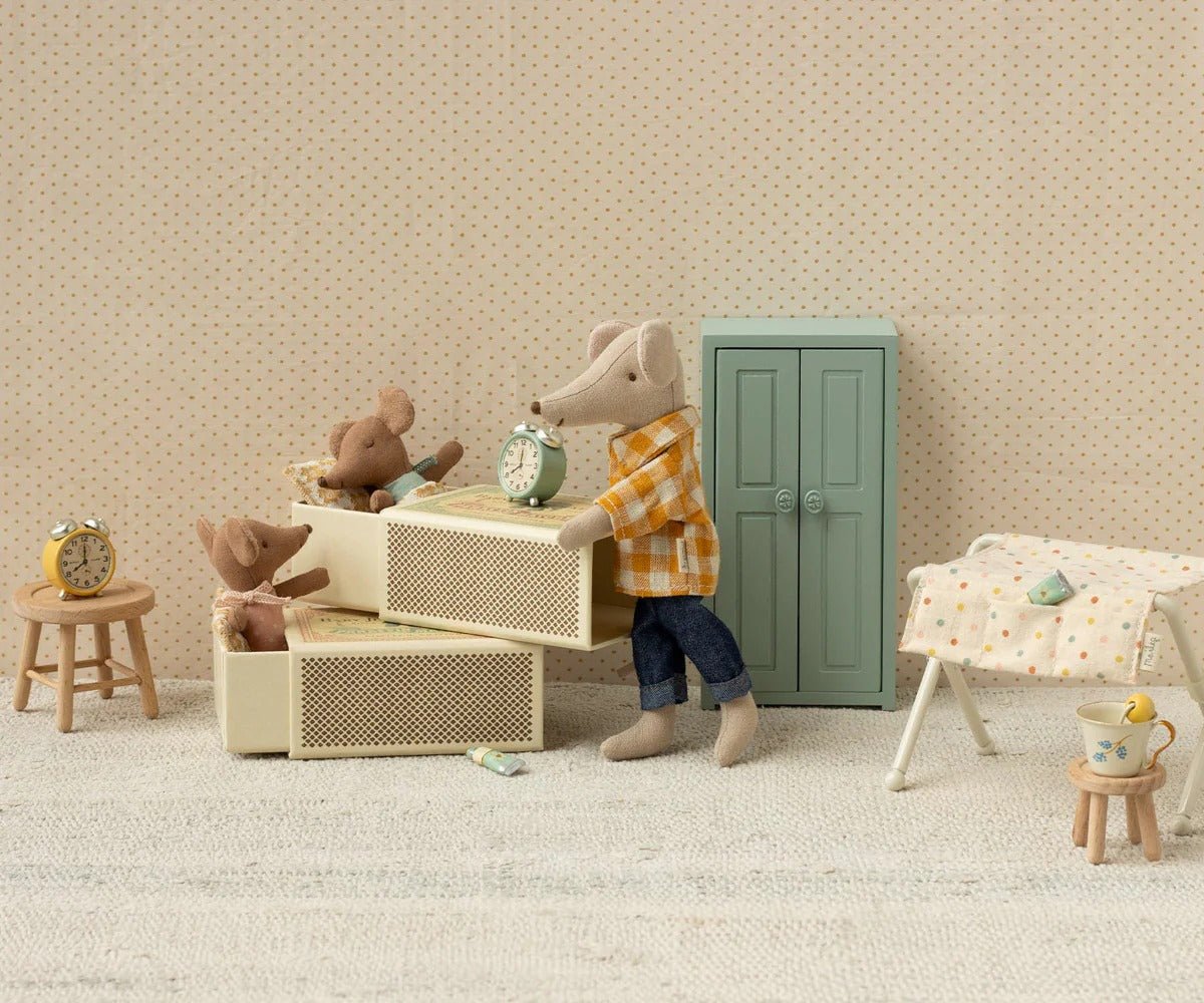 MAILEG - Souris Bébé "Sleepy Wakey" Dans Sa Boîte - Bleu