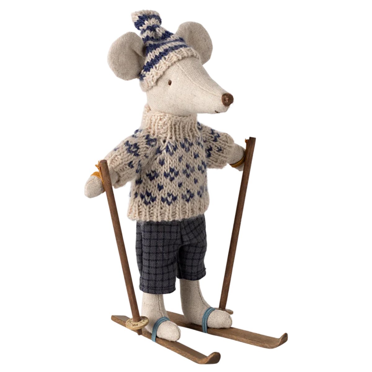 MAILEG - Souris D'hiver Avec Kit De Ski Papa - Bleu