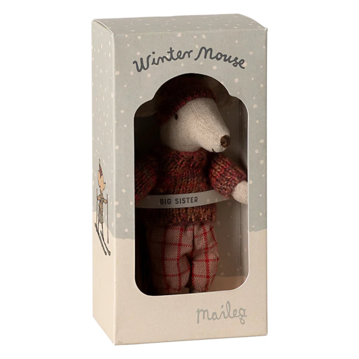 MAILEG - Souris D'hiver Avec Set De Ski Grande Soeur - Rose