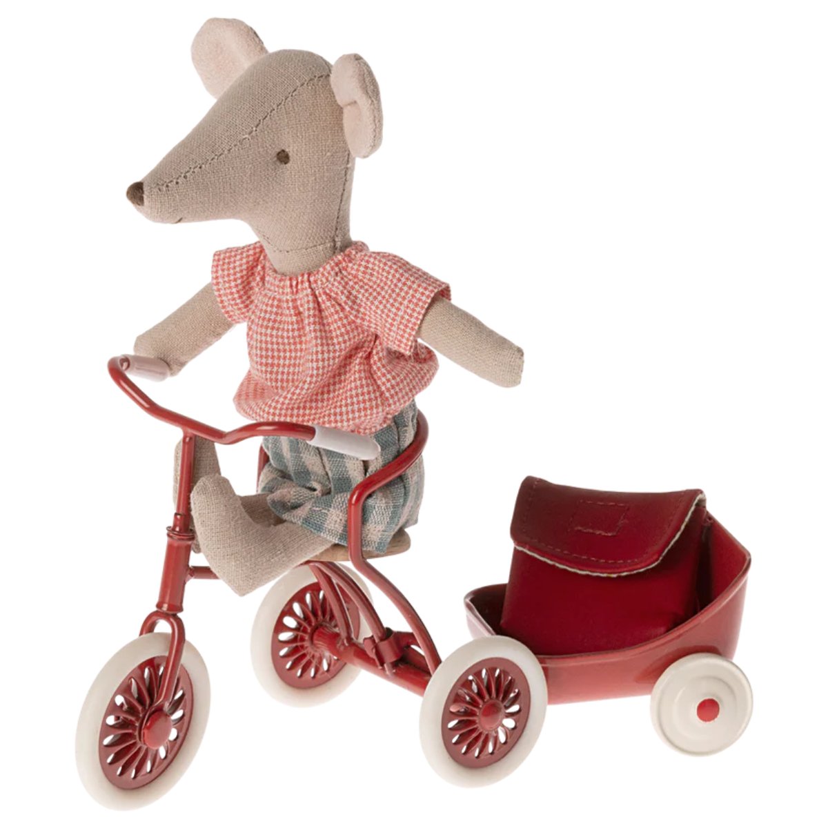 MAILEG - Souris Tricycle, Grande Soeur - Rouge