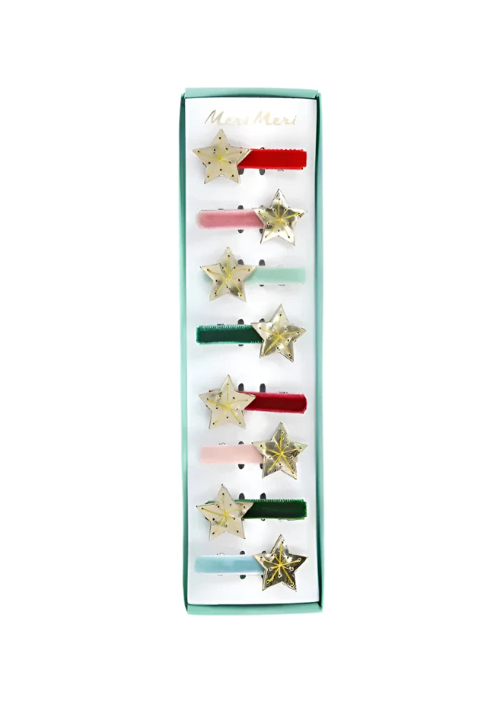 MERI MERI - Assortiment De 8 Pinces À Cheveux En Velours Etoiles Dorées
