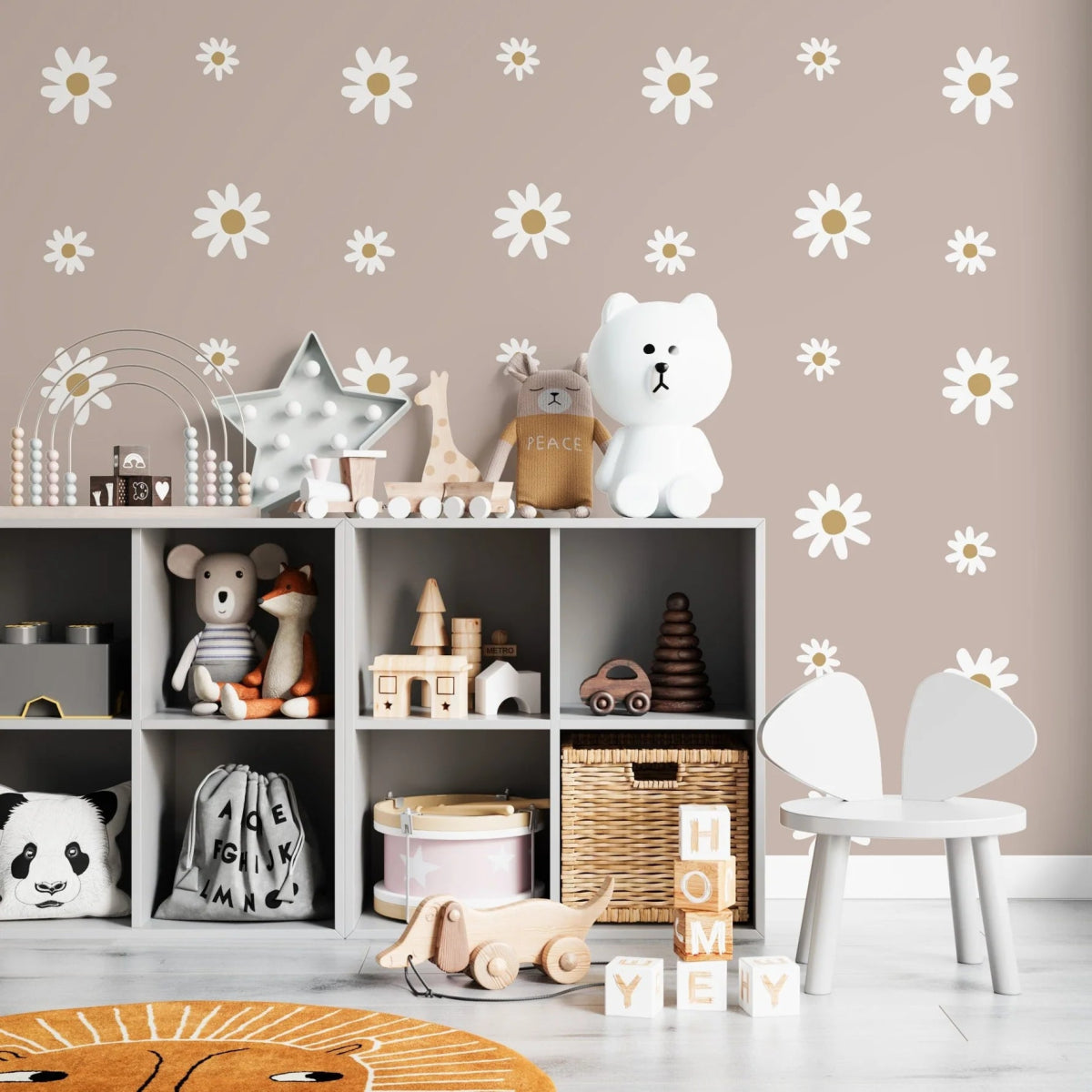 MUNKS & ME - Grand Papier Peint Panoramique Pour Enfants - À Motifs Floraux De Marguerites