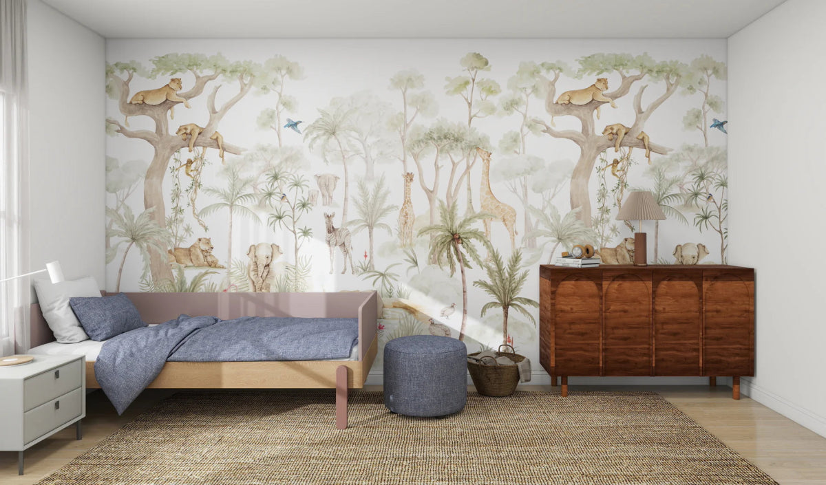 MUNKS & ME - Papier Peint Panoramique Pour Enfants - Aventure Safari Savane
