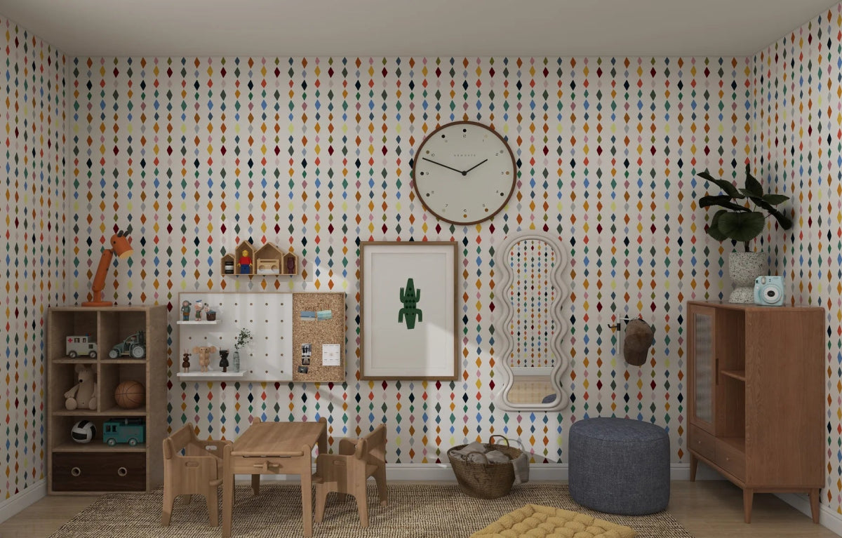 MUNKS & ME - Papier Peint Panoramique Pour Enfants - Jolly Jester À Motifs Répétés | Multicolore