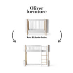 OLIVER FURNITURE - 041453 - Kit De Conversion - Lit Bébé Évolutif Mini+, Avec Kit Junior Inclus - En Lit Mezzanine Mi - haut, Blanc/chêne
