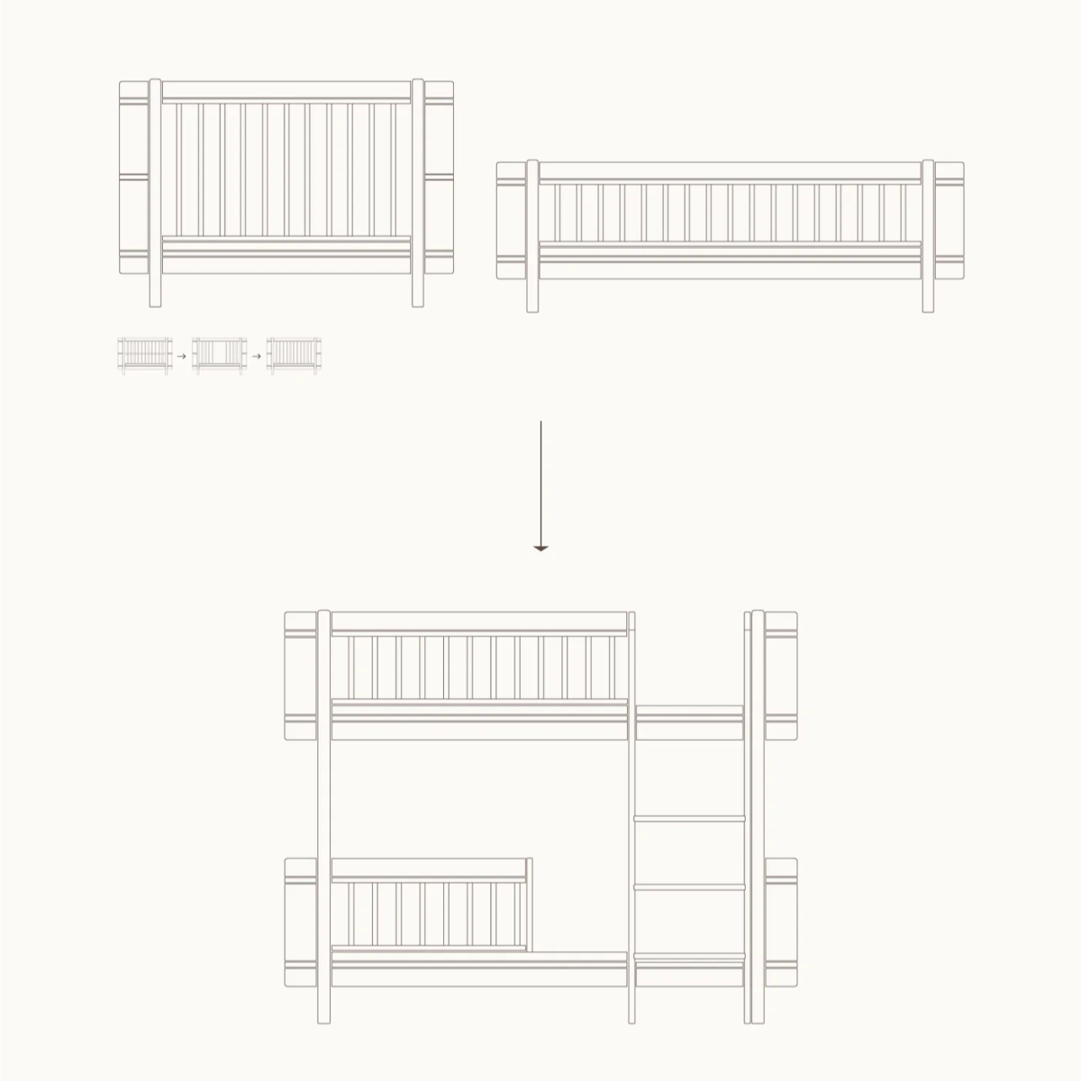 OLIVER FURNITURE - 041460 - Kit De Conversion - Lit Bébé Évolutif Mini+ & Lit Junior - En Lit Superposé Mi - haut, Blanc