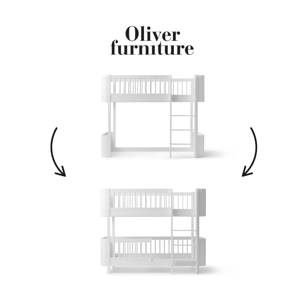 OLIVER FURNITURE - 041472 - Kit De Conversion Mini+, Lit Mezzanine Mi - haut - En Lit Superposé Mi - haut, Blanc