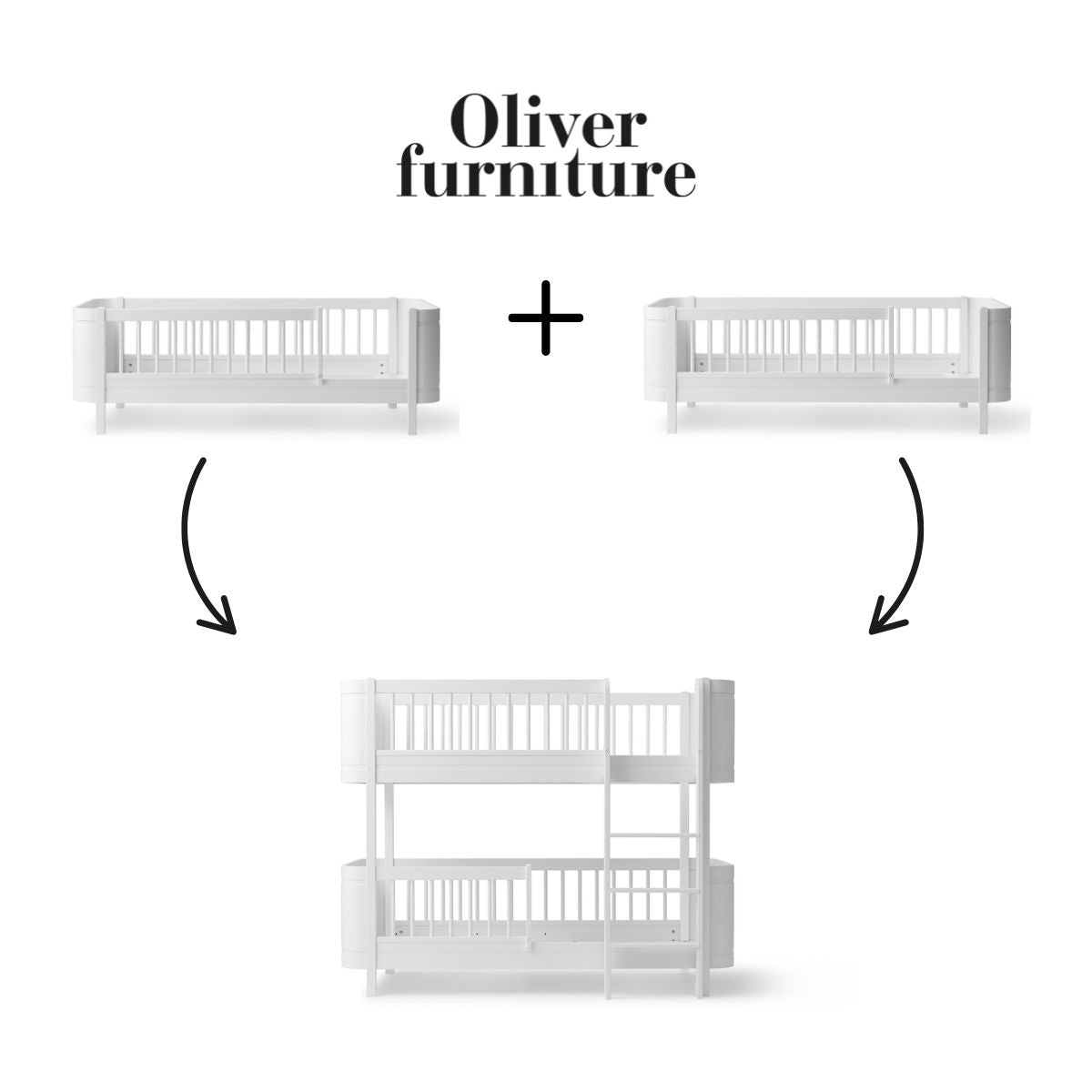 OLIVER FURNITURE - 041478 - Kit De Conversion Mini+, 2 Lits Junior - En Lit Superposé Mi - haut, Blanc