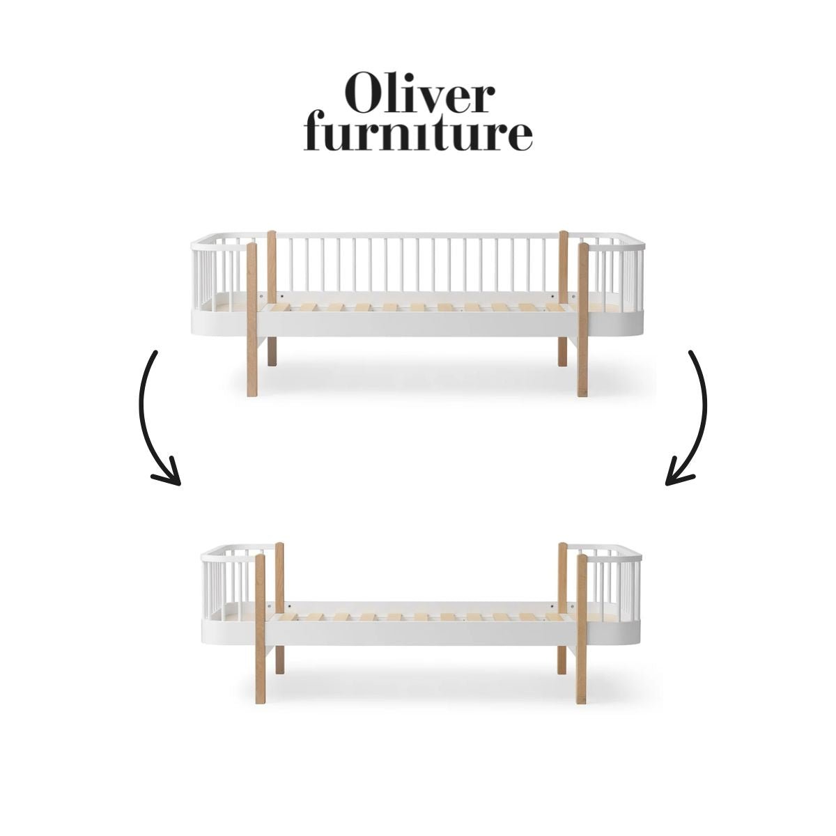 OLIVER FURNITURE - 041511 - Kit De Conversion Original, Lit Banquette - En Lit, Blanc/chêne