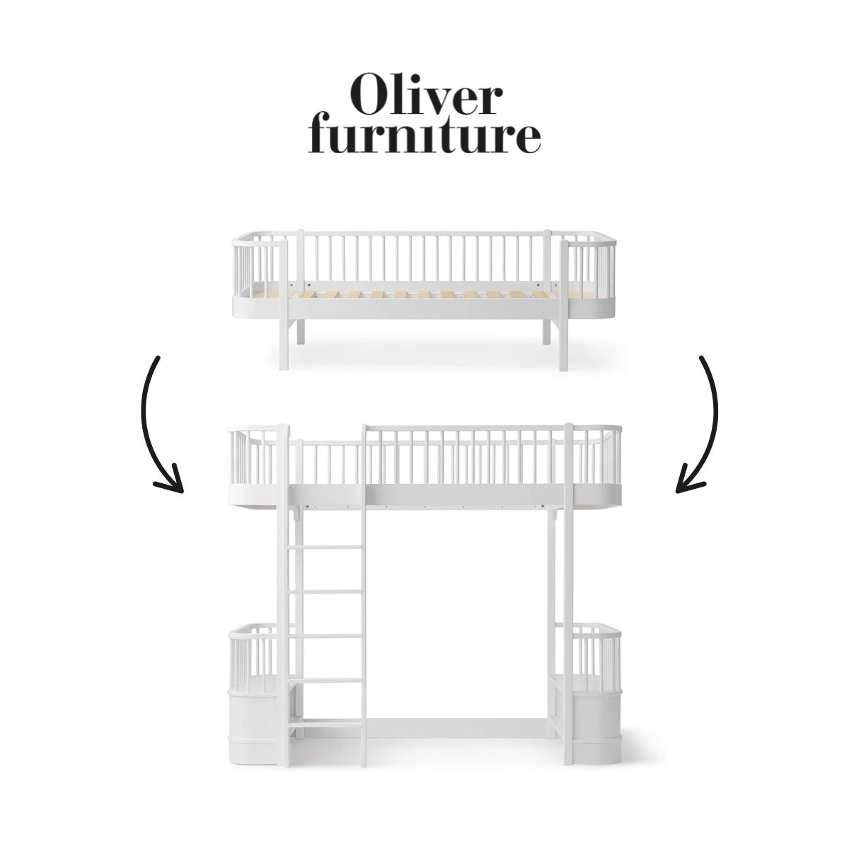 OLIVER FURNITURE - 041707 - Kit De Conversion Original, Lit Banquette - En Lit Mezzanine Haut, Blanc