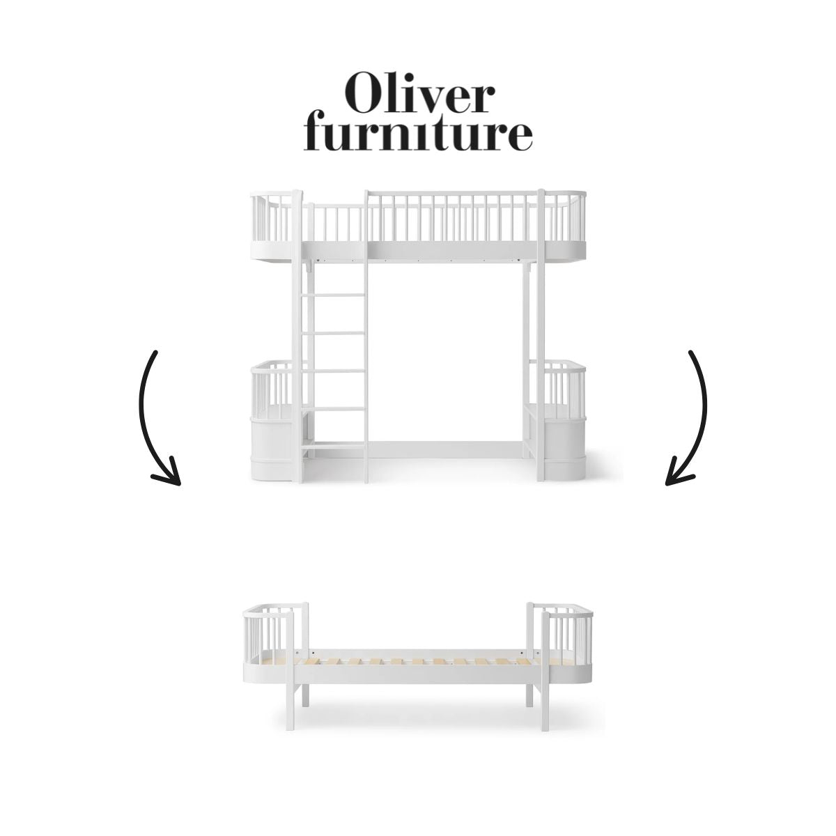 OLIVER FURNITURE - 041717 - Kit De Conversion Original, Lit Mezzanine Haut - En Lit, Blanc