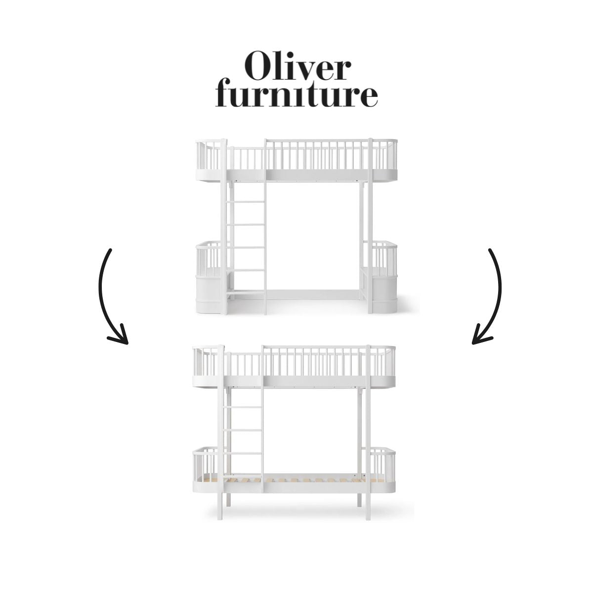 OLIVER FURNITURE - 041723 - Kit De Conversion Original, Lit Mezzanine Haut - En Lit Superposé, Blanc