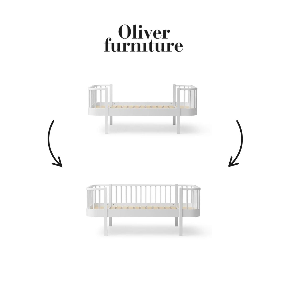 OLIVER FURNITURE - 041730 - Kit De Conversion Original, Lit Junior - En Lit Junior Banquette, Blanc