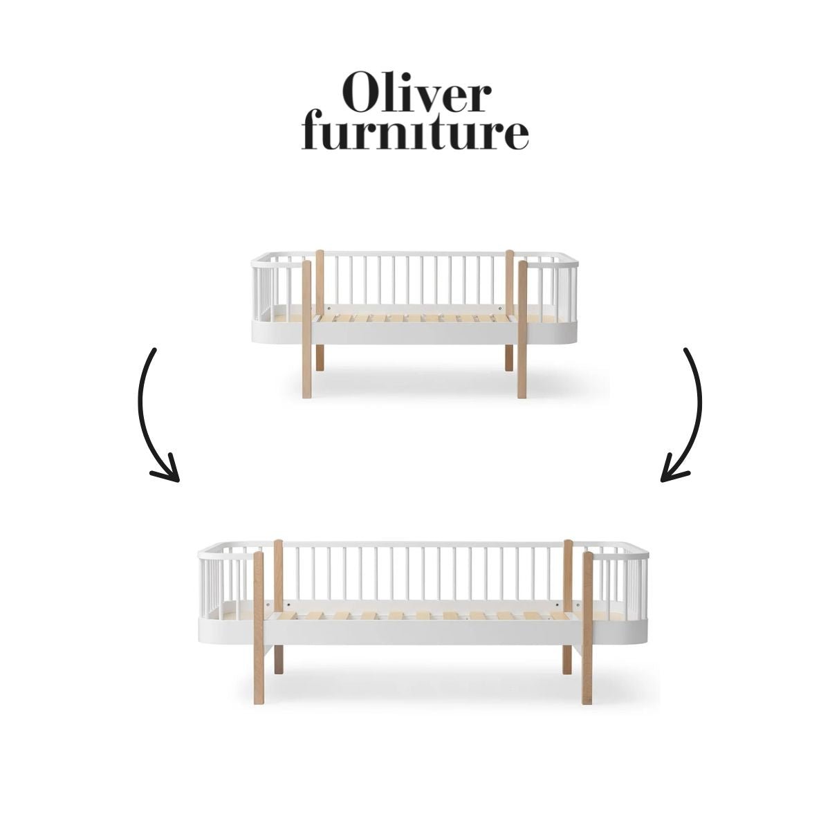 OLIVER FURNITURE - 041731 - Kit De Conversion Original, Lit Junior Banquette - En Lit Banquette, Blanc/chêne