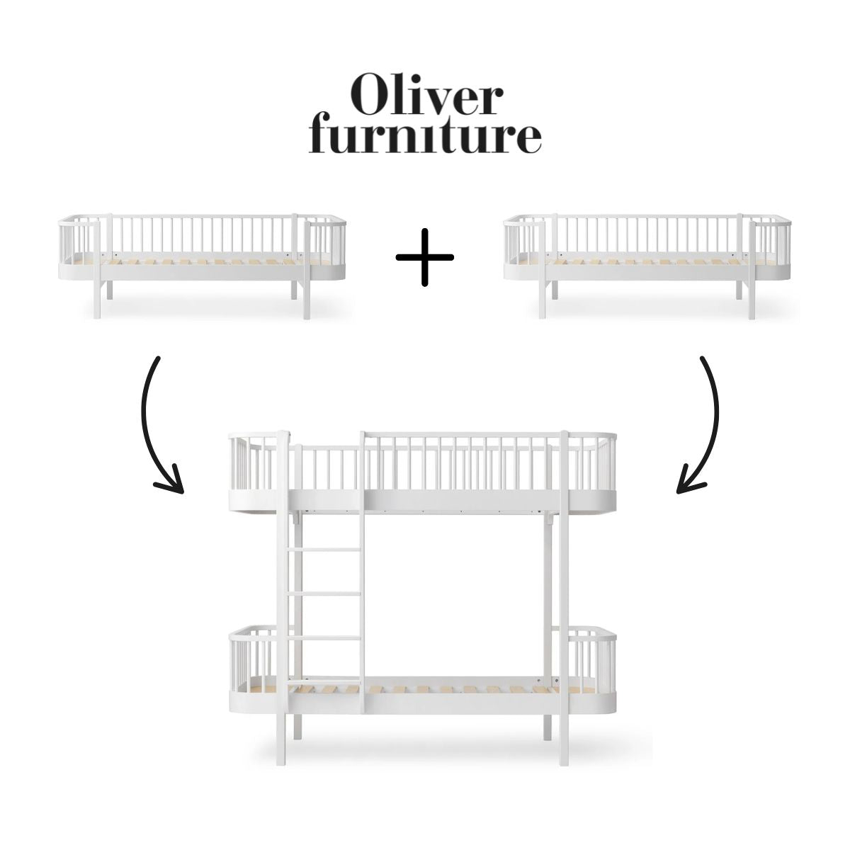 OLIVER FURNITURE - 041744 - Kit De Conversion Original, 2 Lits Banquette – En Lit Superposé, Blanc
