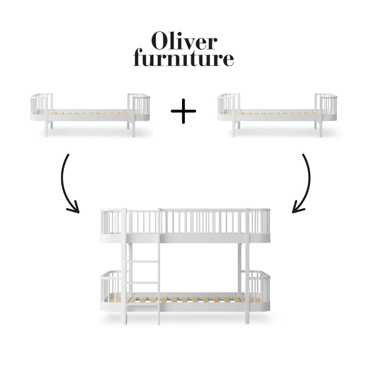 OLIVER FURNITURE - 041760 - Kit De Conversion Original, 2 Lits – En Lit Superposé Mi - haut, Blanc