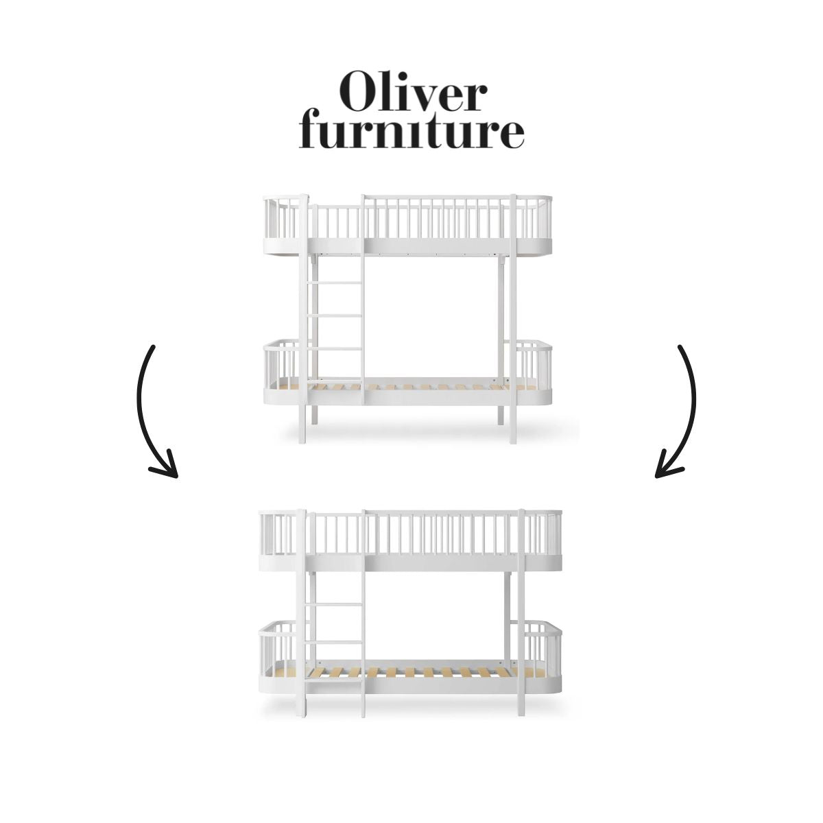 OLIVER FURNITURE - 041768 - Kit De Conversion Original, Lit Superposé - En Lit Superposé Mi - haut, Blanc