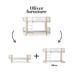 OLIVER FURNITURE - 041773 - Kit De Conversion Original, Lit Superposé Mi - haut - En 1 Lit Et 1 Lit Mezzanine Mi - haut 138 Cm, Blanc/chêne