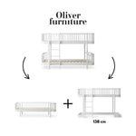OLIVER FURNITURE - 041774 - Kit De Conversion Original, Lit Superposé Mi - haut - En 1 Lit Banquette Et 1 Lit Mezzanine Mi - haut 138 Cm, Blanc