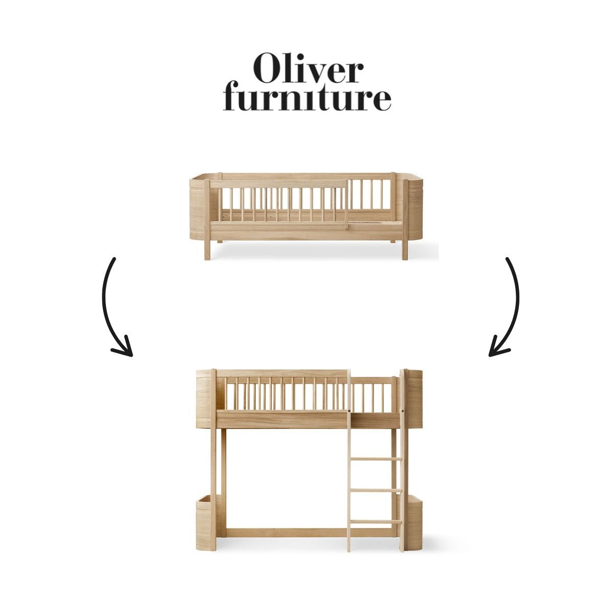 OLIVER FURNITURE - 041785 - Kit De Conversion Mini+, Lit Junior - En Lit Mezzanine Mi - haut, Chêne