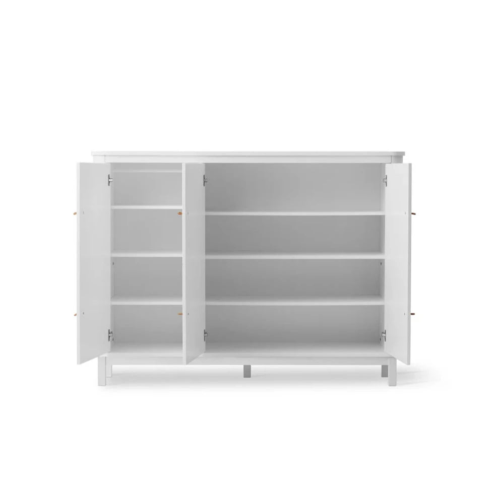 OLIVER FURNITURE - Armoire Multi - Rangement 3 Portes Wood, Blanc