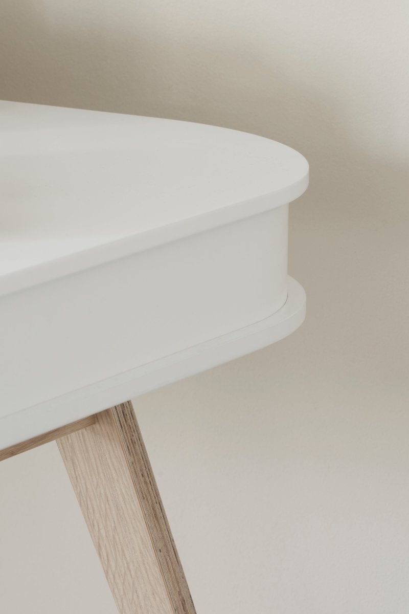 OLIVER FURNITURE - Bureau Wood 66 cm & Chaise Wood Avec Accoudoirs, L'ensemble, Blanc/Chêne