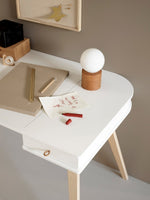 OLIVER FURNITURE - Bureau Wood 66 cm & Chaise Wood Avec Accoudoirs, L'ensemble, Blanc/Chêne